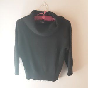 Vintage Valerie Stevens Black Cashmere Sweater, Cowl Neck 3/4 sleeve Med.